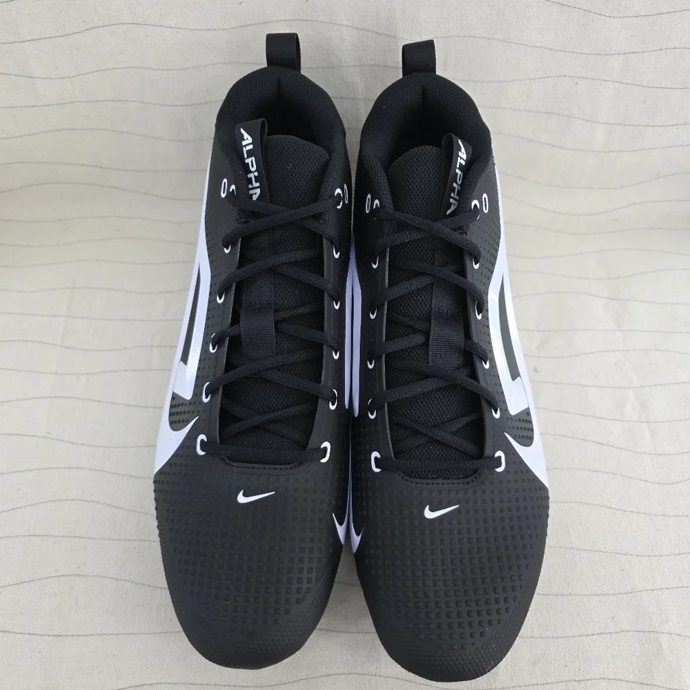 Nike Mens Alpha Menace 4 Black White Football Cleats Shoes FZ7703-005 Sz 15 NEW